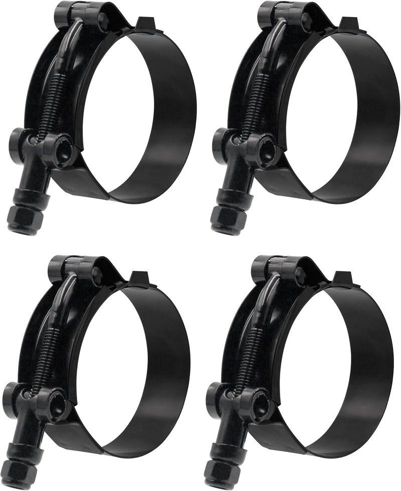 ISPINNER 4 Pack 4 Inch Stainless Steel T-Bolt Hose Clamps, Clamp Range 108-116mm for 4" Hose ID (Black) - Image 1